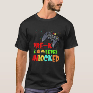 Camiseta Nível Pré-K Desbloqueado Videos games De Volta Par