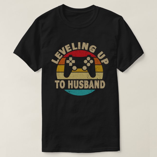 Camiseta Nivelando Para Jogo De Vídeo Em Escala De Marido (Frente do Design)