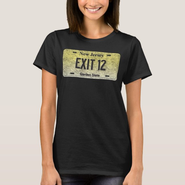 Camiseta NJ Estado Licença Vanity Plate SAÍDA 12 (Frente)