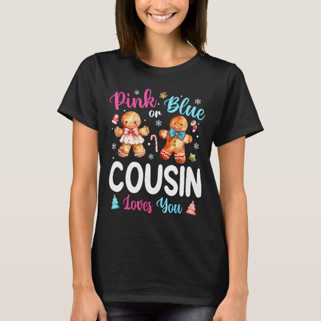 Camiseta Nk Or Blue Cousin Loves You Gender Reveal Christma (Frente)