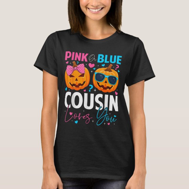Camiseta Nk Or Blue Cousin Loves You Pumpkin Halloween Gend (Frente)