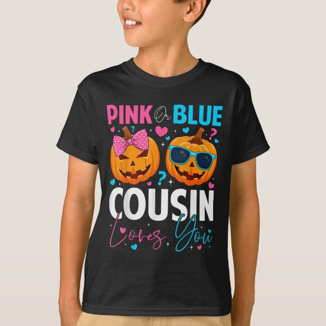 Camiseta Nk Or Blue Cousin Loves You Pumpkin Halloween Gend (Frente)