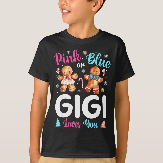 Camiseta Nk Or Blue Gigi Loves You Gender Reveal Christmas  (Frente)