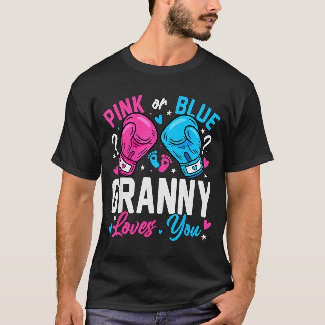 Camiseta Nk Or Blue Granny Loves You Boxing Gender Reveal  (Frente)