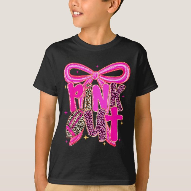 Camiseta Nk Out Leopard Football Bow Breast Cancer Awarenes (Frente)