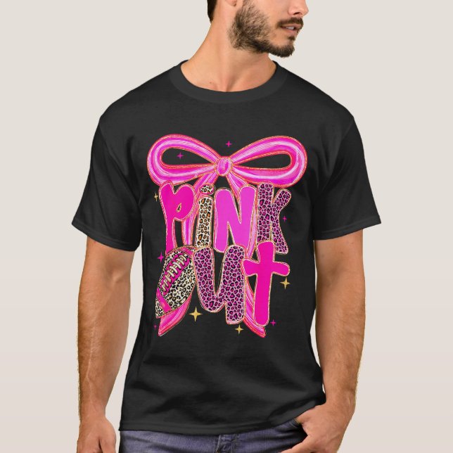 Camiseta Nk Out Leopard Football Bow Breast Cancer Awarenes (Frente)