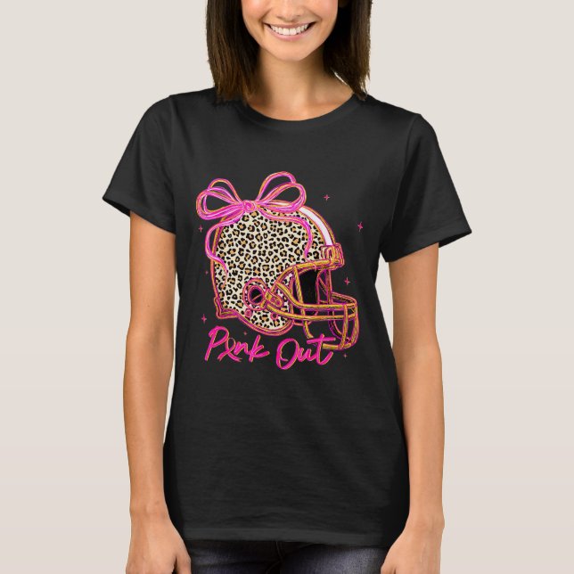 Camiseta Nk Out Leopard Football Helmet Bow Preppy Breast C (Frente)