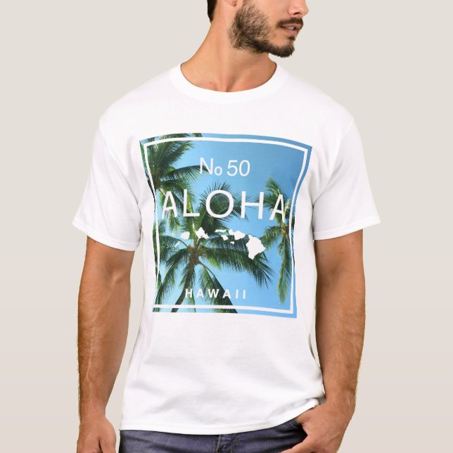 Camiseta No. 50 Aloha Hawaii Palm Island Paradise (Frente)