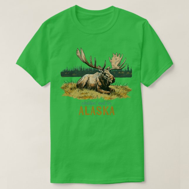 Camiseta no Alaska Moose Art TSirt (Frente do Design)