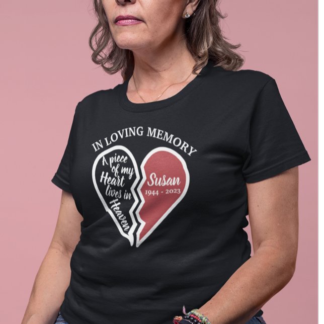 Camiseta No Amor Memorial Heart Personalizado (Criador carregado)
