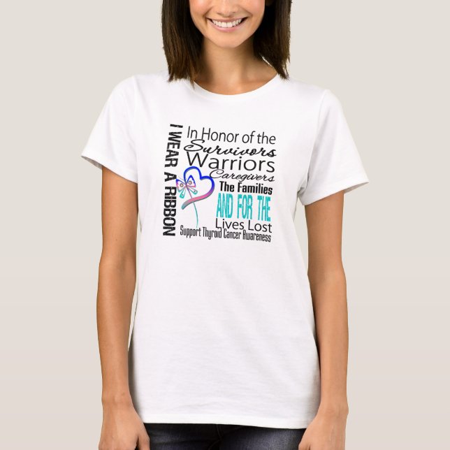 Camiseta No cancer de tiróide da colagem do tributo da (Frente)