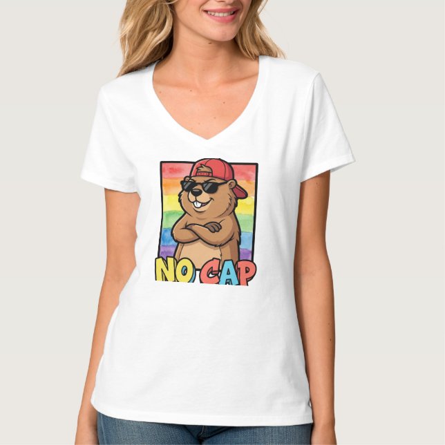 Camiseta No Cap Capybara – Funny Capybara Meme Streetwear  (Frente)
