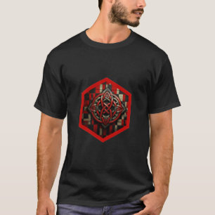 Camiseta Nó Celta Vermelho e Prata em uma Moldura Vermelha