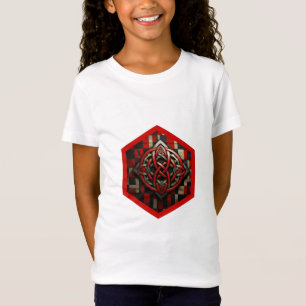 Camiseta Nó Celta Vermelho e Prata em uma Moldura Vermelha