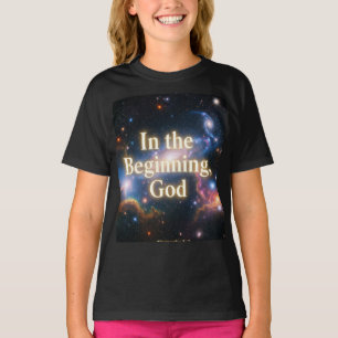 Camiseta No começo, Deus - Tee Gráfico