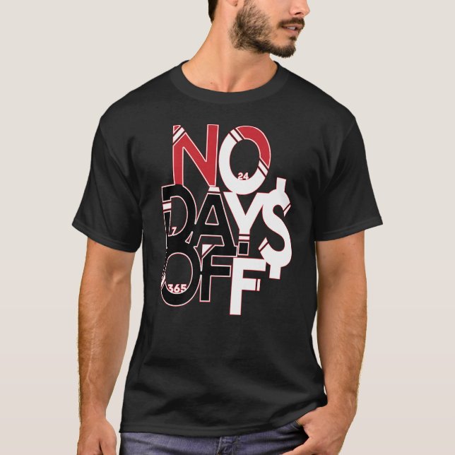 Camiseta No Days Off Clothes & Gear Red Black & White Gym & (Frente)