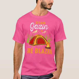 Camiseta Nó de acampamento de Design do Star Gazin Fire Bla
