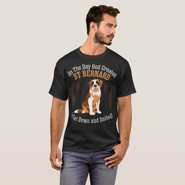 Camiseta No deus do dia criado o cão Sat de St Bernard (Frente Completa)