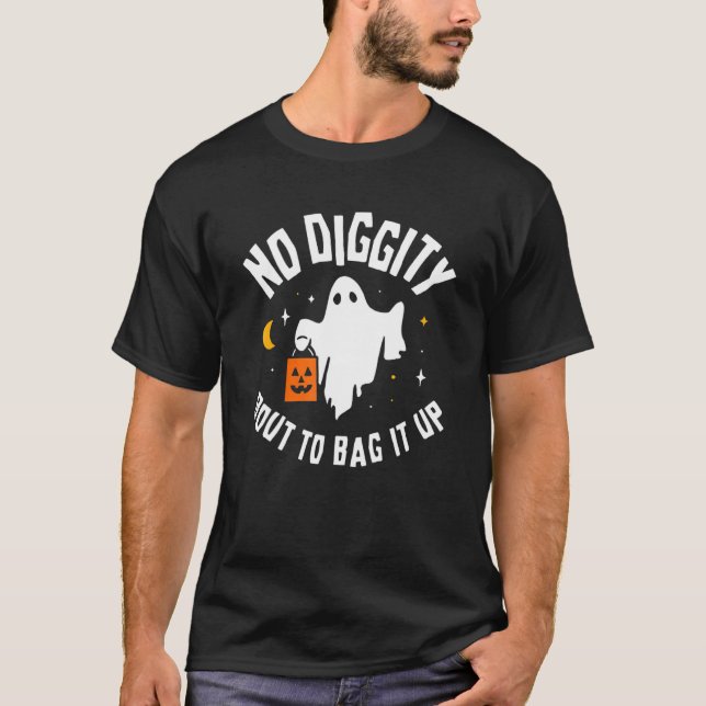 Camiseta No Diggity Bout To Bag It Up Cute Ghost Halloween  (Frente)