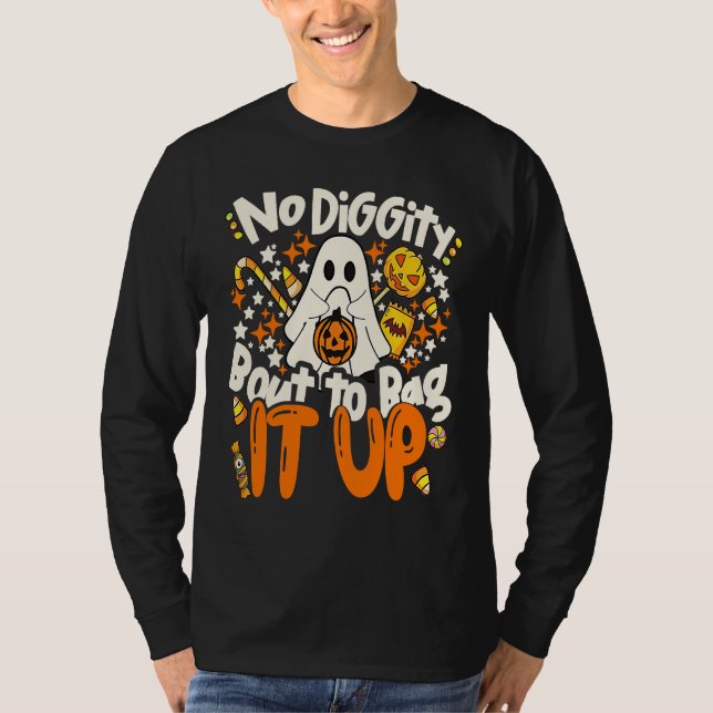 Camiseta No Diggity Bout To Bag It Up Cute Ghost Halloween  (Frente)
