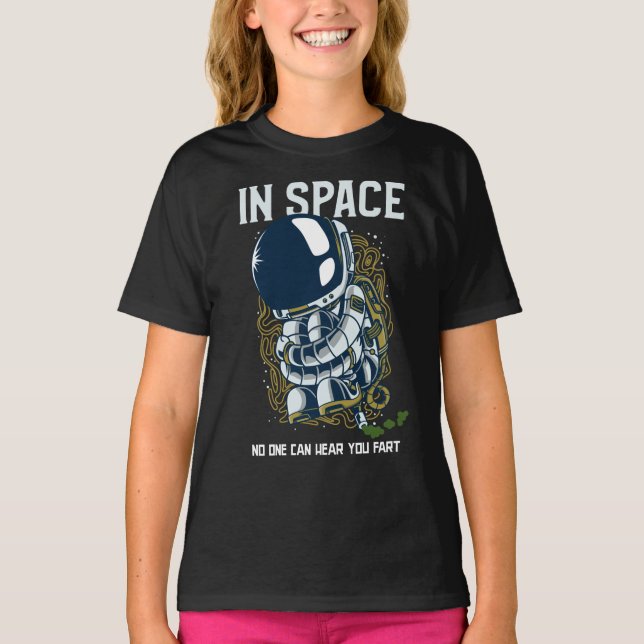 Camiseta No espaço ninguém pode ouvir você peidar - Piada d (Frente)