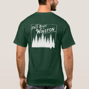 Camiseta No estado livre de T frente e verso de Winston