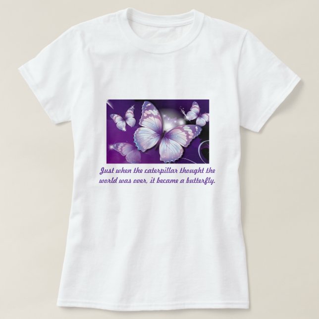 Camiseta No exato momento em que a lagarta… (Frente do Design)