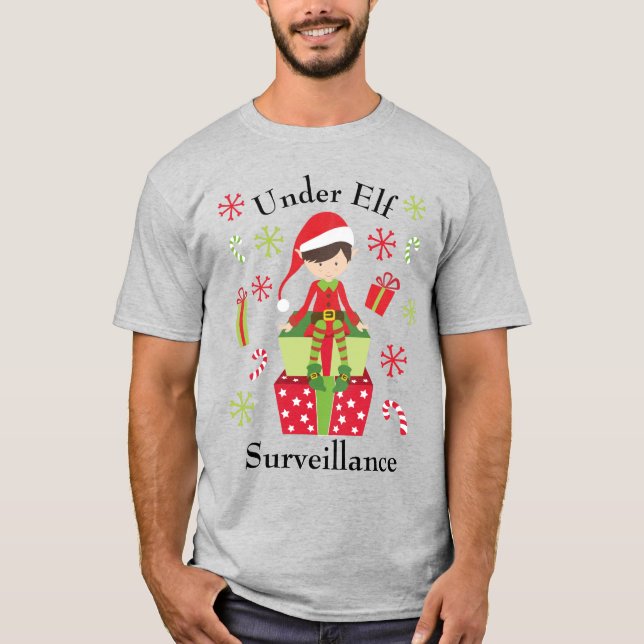 Camiseta No Feriado de Natal de Vigilância do Elf (Frente)