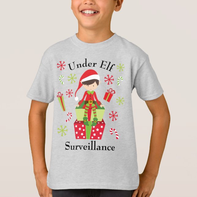 Camiseta No Feriado de Natal de Vigilância do Elf (Frente)