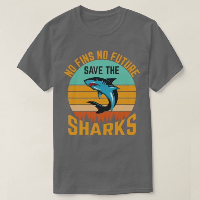 Camiseta No Fins Future Save Sharks Ocean Biologist Wildlif (Frente do Design)