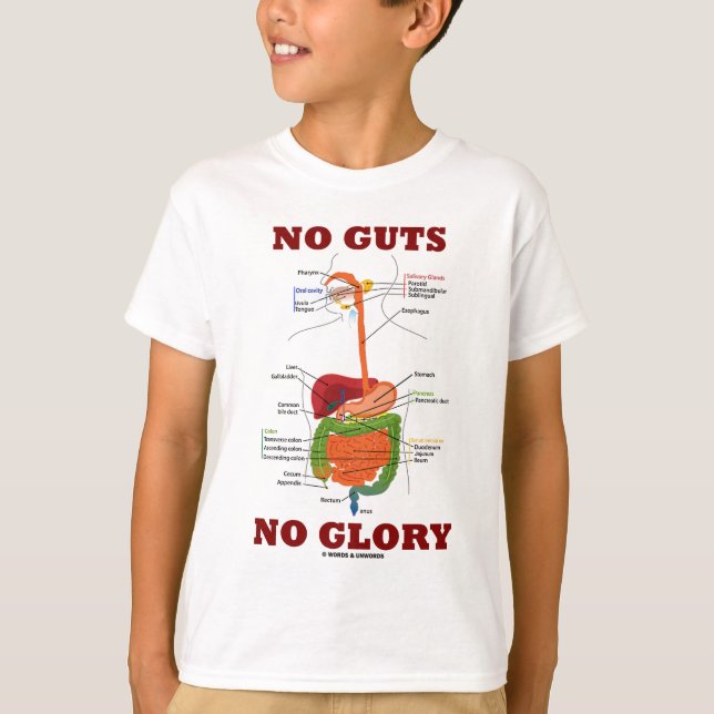 Camiseta No Guts No Glory (Digestive System Anatomy Humor) (Frente)