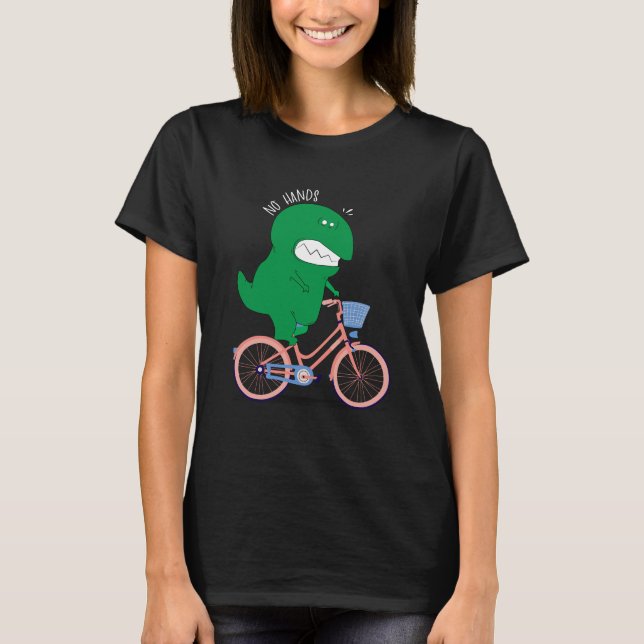 Camiseta No Hands Bike Dino | Funny Dinosaur Riding Bike (Frente)