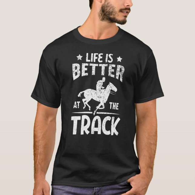 Camiseta No Hipódromo Cavaleiro De Corrida De Cavalos (Frente)