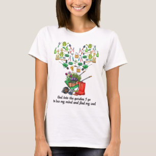 Camiseta No Jardim Eu Irei Jardinagem Ferramentas Coração A