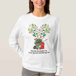 Camiseta No Jardim Eu Irei Jardinagem Ferramentas Coração A