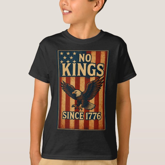Camiseta No King Since 1776 Patriotic Dom Shirts Men Women  (Frente)