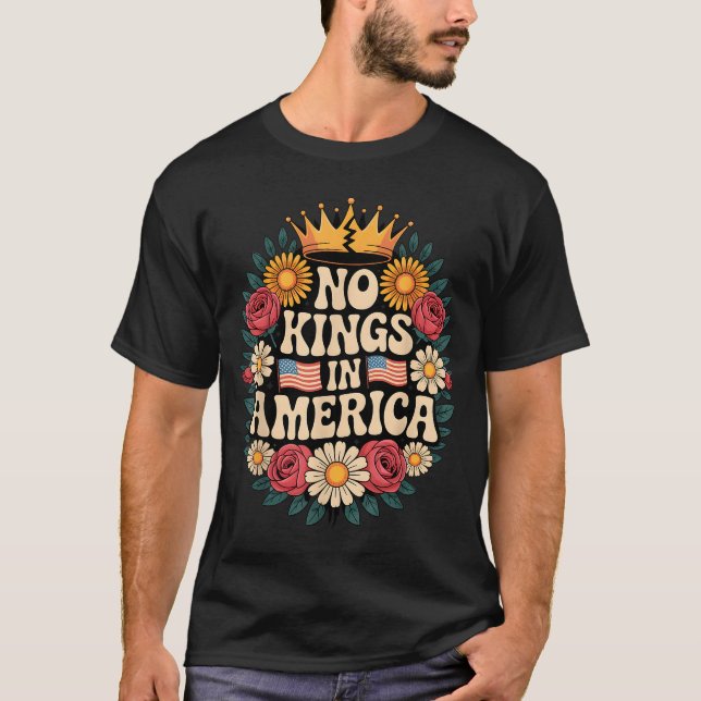 Camiseta No Kings In America Patriotic Democracy Dom Retro  (Frente)