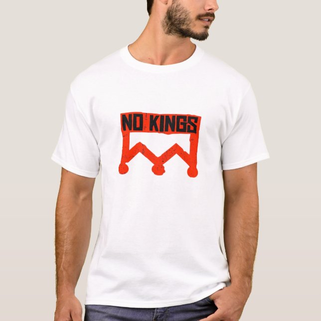 Camiseta No Kings Protest Graphic Grunge Crown  American Cl (Frente)