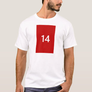 Camiseta No. legendário 14 em vermelho e em branco
