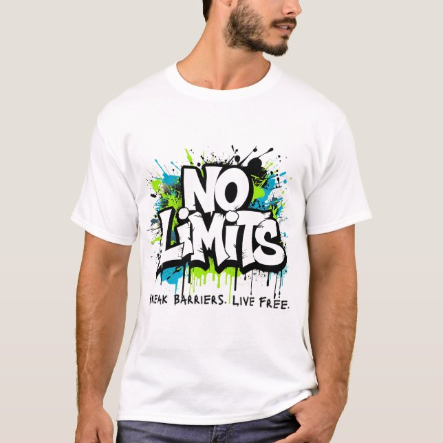 Camiseta No Limits – Break Barriers Live Free Motivational  (Frente)