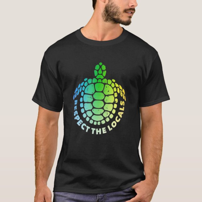 Camiseta No Mar Havaiano, O Animal Da Tartaruga Respeita O  (Frente)