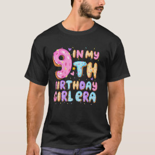 Camiseta No meu 9º Aniversário Era Festa Tema Donut Groovy