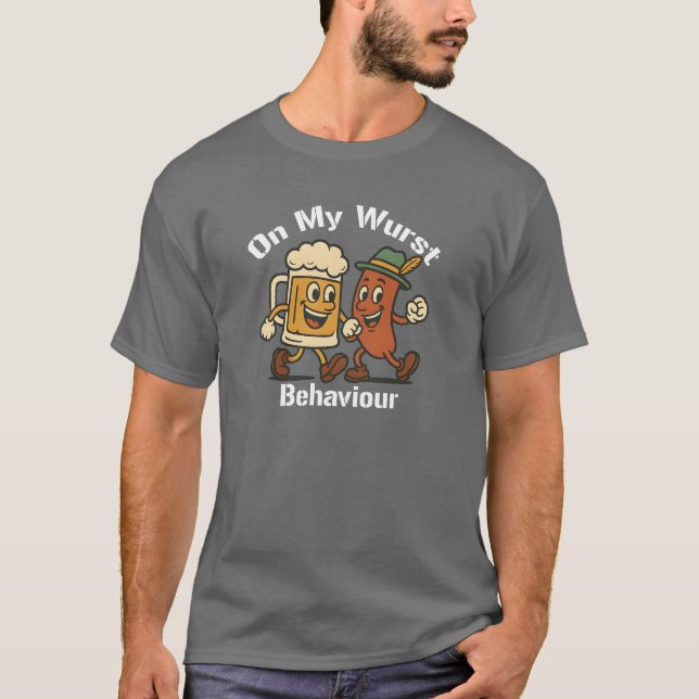 Camiseta No Meu Comportamento Wurst Oktoberfest German Beer (Frente)