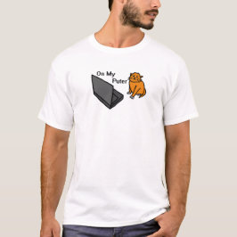 Camiseta No Meu Computador Divertido Meme de Gato Laranja