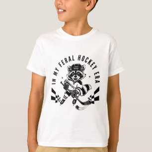 Camiseta No Meu Era de Hockey Feral Guaxinim Fofo Hockey