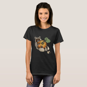 Camiseta No outono de Roll Raccoon Pumpkin
