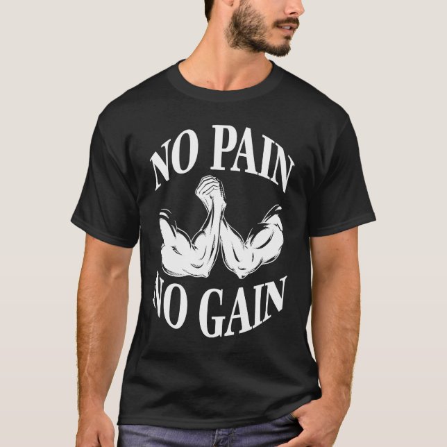Camiseta No pain no gain gym workout fitness (Frente)