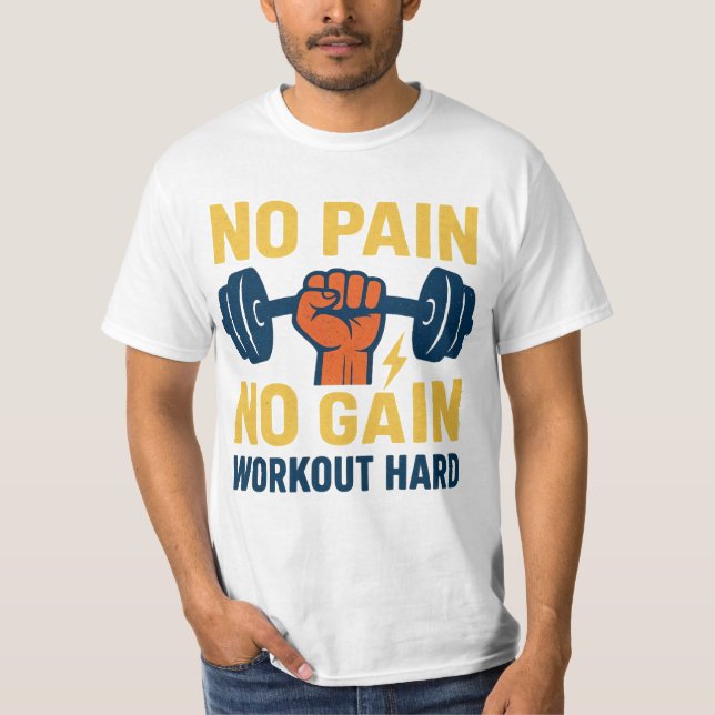 Camiseta No Pain No Gain – Motivational Fitness Design (Frente)