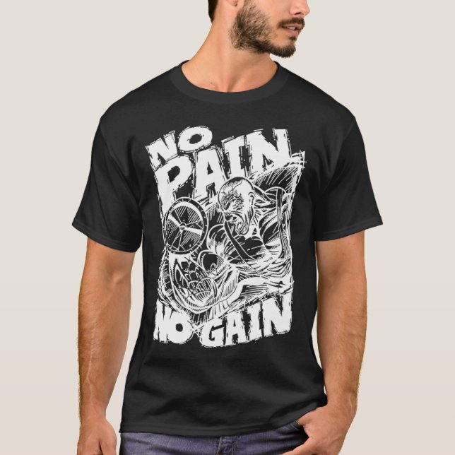 Camiseta No Pain No Gain Muscle  Motivational Gym Workout (Frente)