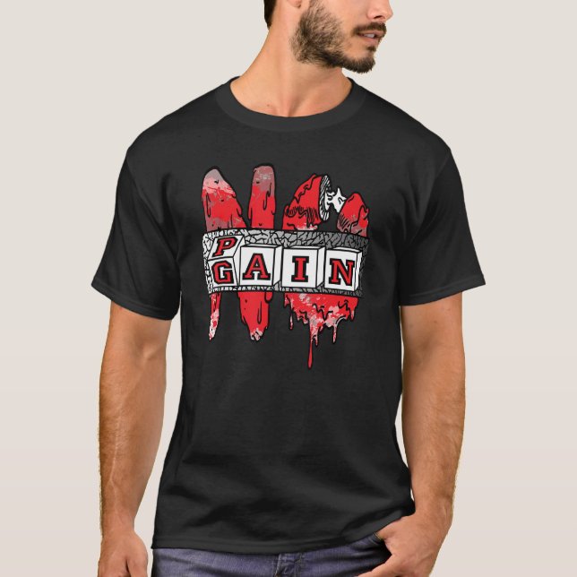 Camiseta No Pain No Gain Retro Fire Red 3s Matching (Frente)